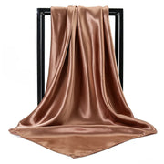Luxury Brand Silk Scarf Women Satin Solid color Hijab Scarves Muslim Pareo Bandana Female Shawl Wrap Headband Foulard 90*90cm