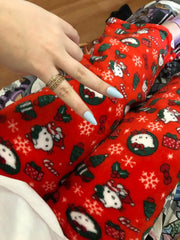 Y2K Christmas Hello Kitty Pajama Pants Anime Flannel Fashion Pants Cute Cartoon Couple Casual Loungewear Women Leisure Trousers