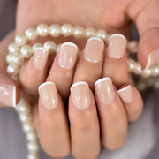 Nail Art Salon Oval Acrylic French Nail Kit Real Medium Length Grace Oval Fake Nails French 24 Tips