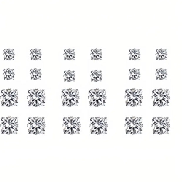 12 Pair/Lot White Shiny Wedding Stud Earrings Set for Women Men Crystal Jewelry Accessories Oorbellen Jewelry Earrings