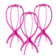 3 PCS Durable Folding Wig Stand for Solid Color Wigs - Stable Hair Clip and Display Tool, Hair Extension Holder