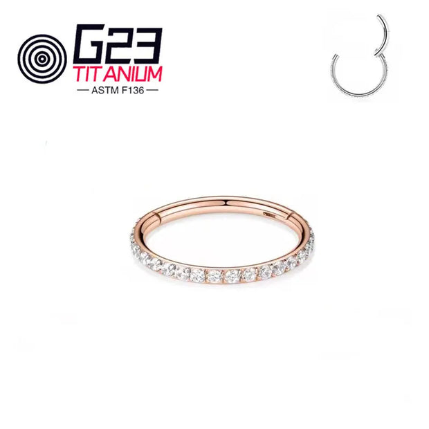 1PC G23 F136 Titanium Women's Round Earrings Nose Ring Hinge Clicker Open Diaphragm Nose Ring Fashion Lady Piercing Jewelry 16G