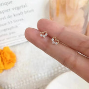 Fashion Romantic Crystal Butterfly Heart Stud Earring for Women Sweet Hypoallergenic Wedding Party  Jewelry Gifts