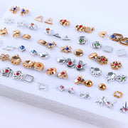 36Pairs/Lot Fashion Colorful Rhinestone Stud Earring Women Girls Animal Fruit Piercing Jewelry Wedding Party Gifts Mixed Style