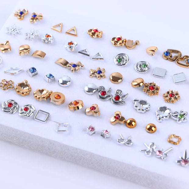 36Pairs/Lot Fashion Colorful Rhinestone Stud Earring Women Girls Animal Fruit Piercing Jewelry Wedding Party Gifts Mixed Style