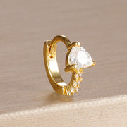 1PC 18K Gold Plated Stainless Steel Round Circle Earrings for Women Teens Cubic Zircon Star Leaf Hoop Earrings Piercing Jewelry