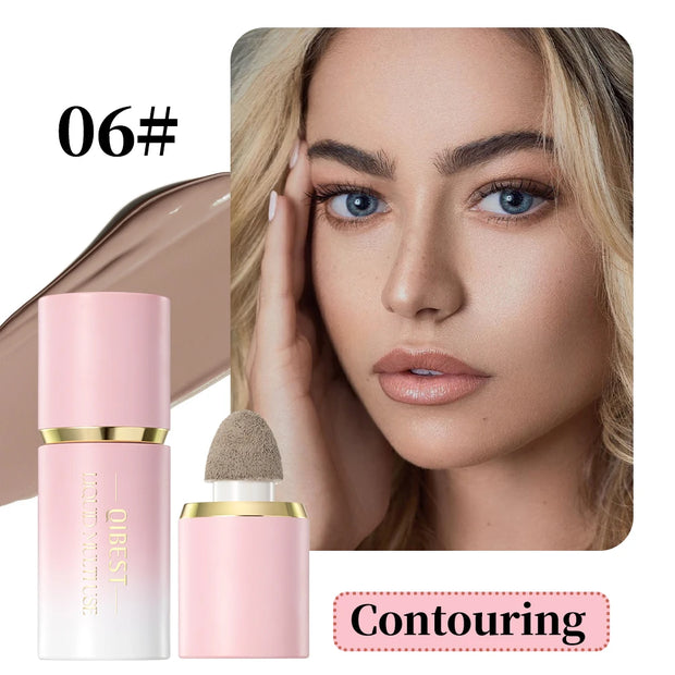 QIBEST Matte Face Liquid Blusher Smooth Cheek Eye Blush Highlighter Multi-Use Stick Rouge Lasting Liquid Contour Bronzer Makeup