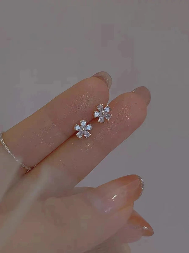 Fashion Romantic Crystal Butterfly Heart Stud Earring for Women Sweet Hypoallergenic Wedding Party  Jewelry Gifts