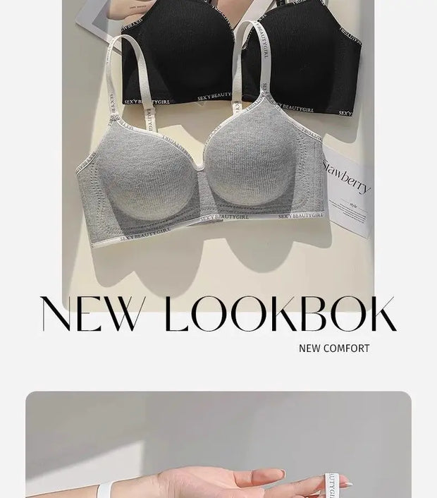 6cm Thickened Push-Up Bra for Small Chest Wireless No Steel Ring Anti-Slip Pads Seamless Invisible Adjustable Straps