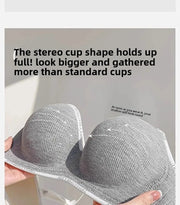 6cm Thickened Push-Up Bra for Small Chest Wireless No Steel Ring Anti-Slip Pads Seamless Invisible Adjustable Straps