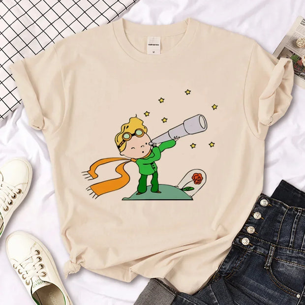 The Little Prince Print Tee Women T-shirts Harajuku Tshirt Girl 2000s Clothing kawaii Print T Shirt For Women