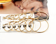 12Pairs/6Pairs Simple Punk Hoop Earrings Set Big Circle Earrings Jewelry for Women Girls Ear Hoops Earring Round Oversized