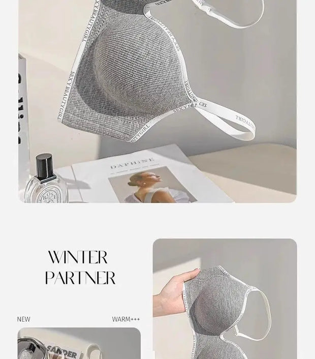 6cm Thickened Push-Up Bra for Small Chest Wireless No Steel Ring Anti-Slip Pads Seamless Invisible Adjustable Straps