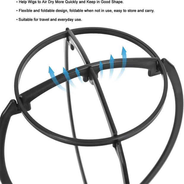 3 PCS Durable Folding Wig Stand for Solid Color Wigs - Stable Hair Clip and Display Tool, Hair Extension Holder