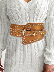 New 2023 European and American style women's wide waistband fashionable retro elastic elastic waistband dress with waistband dec