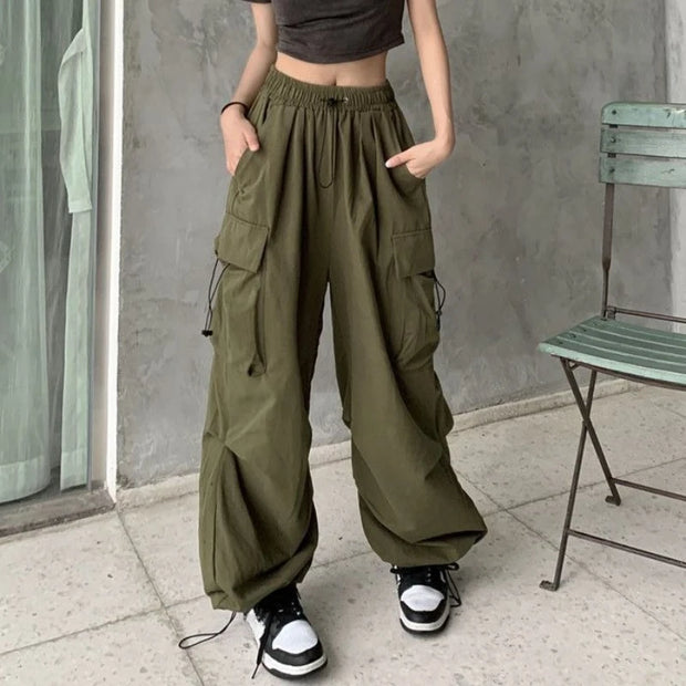 Retro Cargo Pants Women Fashion Streetwear High Waist Thin Casual Sweatpants Harajuku Sports Pants Woman Clothes Trousers Mujer