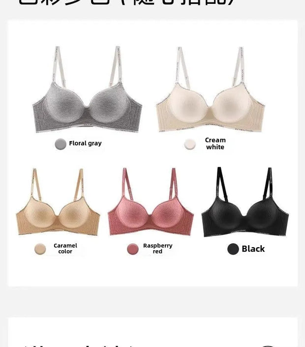 6cm Thickened Push-Up Bra for Small Chest Wireless No Steel Ring Anti-Slip Pads Seamless Invisible Adjustable Straps