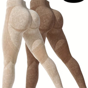 2 Pack Women's High Waisted Sexy Butt Lifting Seamless Solid Color Yoga Leggings Elastic And Breathable Fitness Sports Pants