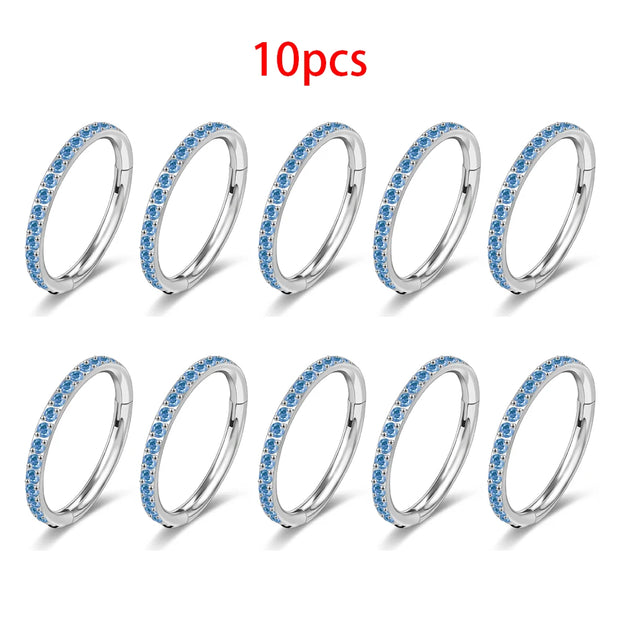 1PC G23 F136 Titanium Women's Round Earrings Nose Ring Hinge Clicker Open Diaphragm Nose Ring Fashion Lady Piercing Jewelry 16G