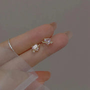 Fashion Romantic Crystal Butterfly Heart Stud Earring for Women Sweet Hypoallergenic Wedding Party  Jewelry Gifts