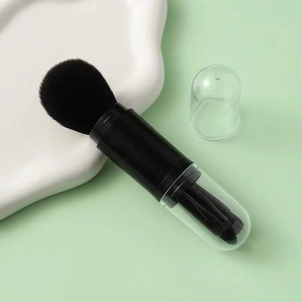 Portable Travel 4-in-1 Makeup Brush Retractable Cosmetic Brush Professional Foundation Blending Powder Eye Shadow Blush Brush