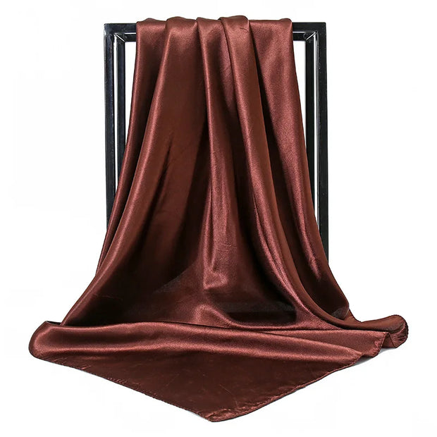 Luxury Brand Silk Scarf Women Satin Solid color Hijab Scarves Muslim Pareo Bandana Female Shawl Wrap Headband Foulard 90*90cm