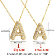 MHS.SUN Gold Plated Balloon 26 Letter Necklaces Copper Zircon Bubble Initial Pendant Chunky Women Personality Chain Jewelry
