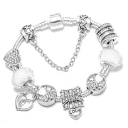 Silver Plated Charm Bracelet & Bangle With Key Lock Crystal Pendant Ball Bracelet For Women Wedding Valentine's Day Jewelry Gift