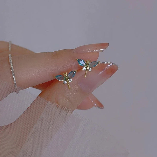 Fashion Romantic Crystal Butterfly Heart Stud Earring for Women Sweet Hypoallergenic Wedding Party  Jewelry Gifts