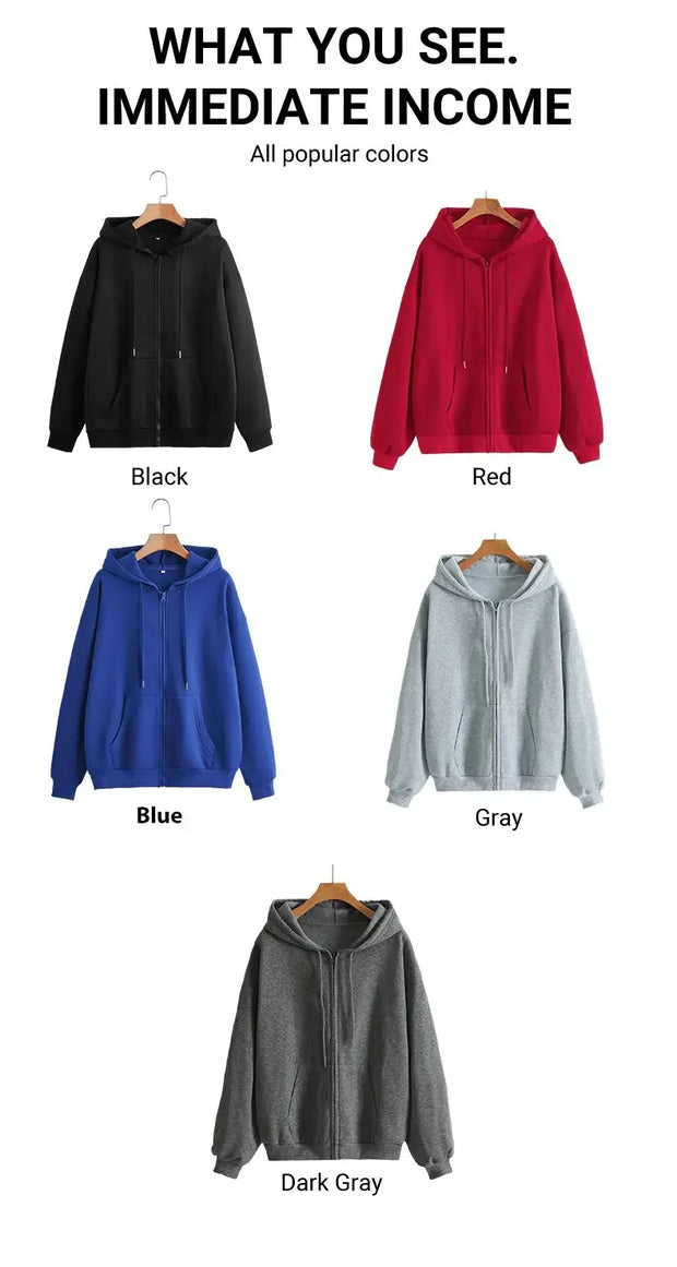 2025 Women Fleece Zip Up Hoodies Running Sports Sweatshirts Fashion Female Classic Casual Zipper Jackets Y2k Hip Hop Streetwear