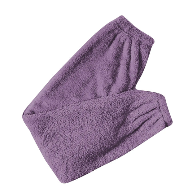 Women Comfortable Plush Sleep Bottoms Trendy Casual Solid Color Pajama Pants Female Leisure Family Daily Soft Cozy Trousers