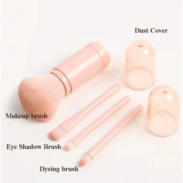 Portable Travel 4-in-1 Makeup Brush Retractable Cosmetic Brush Professional Foundation Blending Powder Eye Shadow Blush Brush