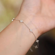 925 Sterling Silver Shiny Zircon Flower Bracelets For Women Charm Temperament Chain Bracelet Party Wedding Jewelry Holiday Gifts