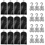 6/12 Pcs Hair Extension Holder Wig Storage PVC Window Dustproof Wig Storage Bags with Hanger Hair Extension Storage Black