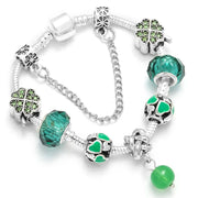 Silver Plated Charm Bracelet & Bangle With Key Lock Crystal Pendant Ball Bracelet For Women Wedding Valentine's Day Jewelry Gift