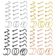 5/6/21Pcs 20G Nose Studs Stainless Steel Nostril Studs Screws Nose Ring Hoop Body Piercing Silver Gold Color Heart Nose Studs