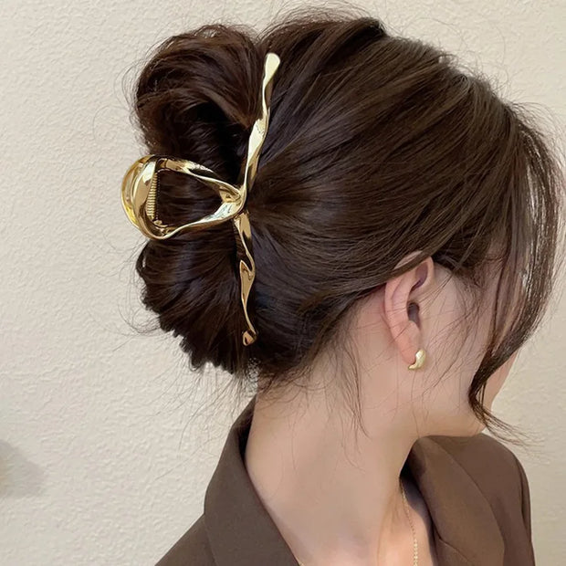 Fashion Elegant Gold Color S-shaped Metal Hairpins Hair Claw For Women Girls Korean Hair Clips Ponytail Clip Hair Accessories