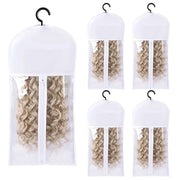 5 Groups Wig Storage Bags with Transparent Dust-Proof Covers and Durable Hangers(5Dust Covers + 5 Hangers)