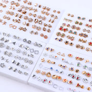 36Pairs/Lot Fashion Colorful Rhinestone Stud Earring Women Girls Animal Fruit Piercing Jewelry Wedding Party Gifts Mixed Style