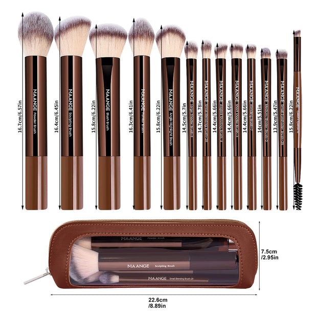 MAANGE 13pcs Makeup Brushes with Storage Bag Soft Fluffy Cosmetic Foundation Powder Eyeshadow Kabuki Blending Beauty Tool Makeup