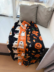 Halloween Hello Kitty Loungewear Pants Cartoon Flannel Pajama Autumn Winter Casual Loose Trousers Ghost Pumpkin Halloween Gift