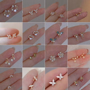 Fashion Romantic Crystal Butterfly Heart Stud Earring for Women Sweet Hypoallergenic Wedding Party  Jewelry Gifts