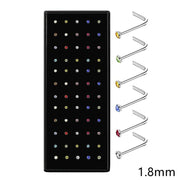 60Pcs Fashion L Shape Rhinestone Crystal Stainless Steel Nose Piercing Ear Bone Women Hypoallergenic Body Jewelry Piercing