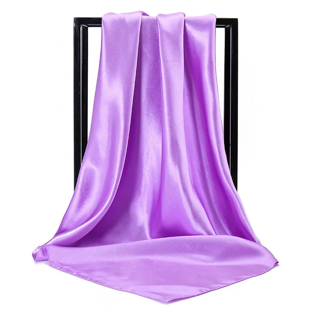 Luxury Brand Silk Scarf Women Satin Solid color Hijab Scarves Muslim Pareo Bandana Female Shawl Wrap Headband Foulard 90*90cm