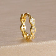 1PC 18K Gold Plated Stainless Steel Round Circle Earrings for Women Teens Cubic Zircon Star Leaf Hoop Earrings Piercing Jewelry