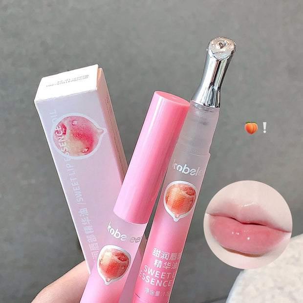 Peach Lip Oil Hydrating Mirror Lip Gloss Moisturizing Non-sticky Lip Tint Lips Plumper Autumn and Winter Lips Care Serum Primer