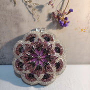 Rose Flower Pink/Green Rhinestones Evening Clutches Women Floral Yellow Crystal Evening Bags Bridal Wedding Party Clutch Purse