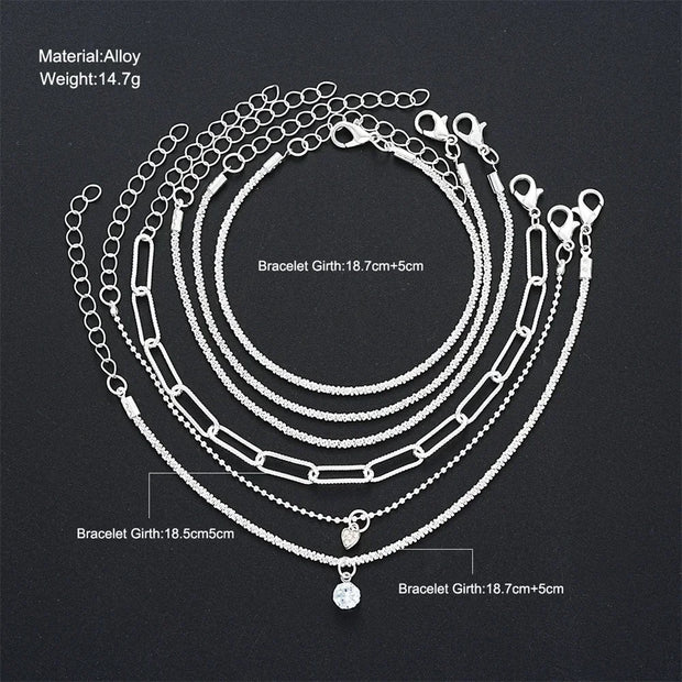 6Pcs 925 Sterling Silver Rhinestone Bracelets for Women Girls Luxury Korean Sparkling Starry Sky Charm Bracelets Party Jewelry