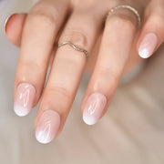 Nail Art Salon Oval Acrylic French Nail Kit Real Medium Length Grace Oval Fake Nails French 24 Tips