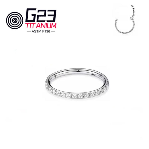 1PC G23 F136 Titanium Women's Round Earrings Nose Ring Hinge Clicker Open Diaphragm Nose Ring Fashion Lady Piercing Jewelry 16G
